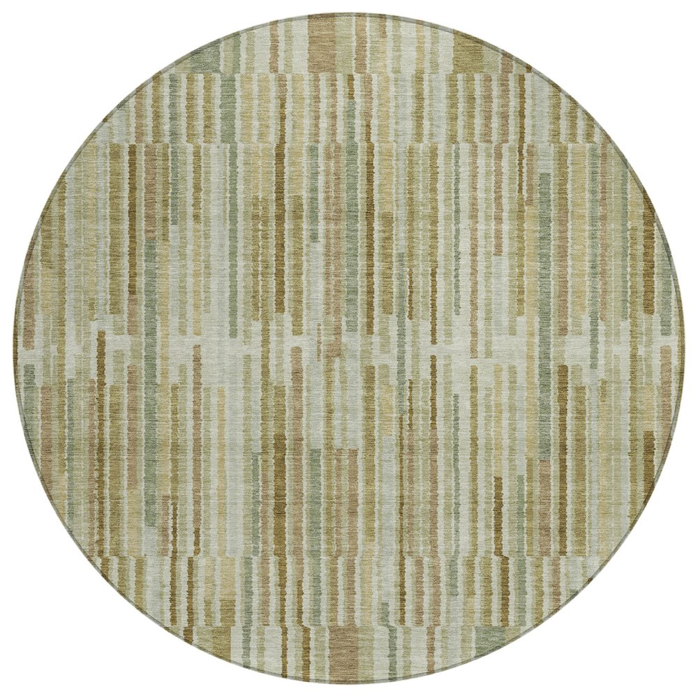 Machine Washable Indoor/Outdoor Chantille ACN2102 Khaki 8' x 8' Round Rug. Picture 1