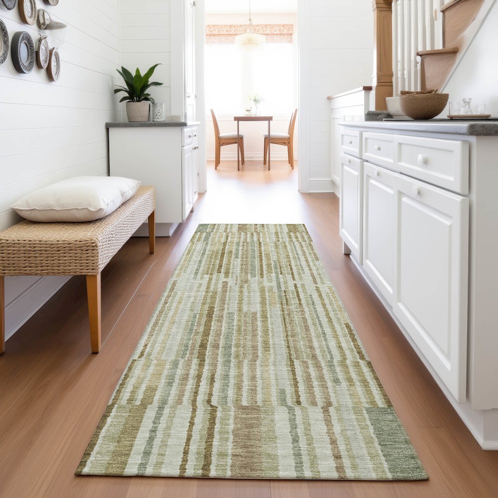 Machine Washable Indoor/Outdoor Chantille ACN2102 Khaki 2'3" x 7'6" Runner Rug. Picture 5