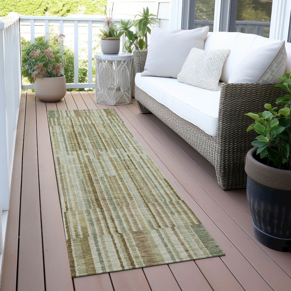 Machine Washable Indoor/Outdoor Chantille ACN2102 Khaki 2'3" x 7'6" Runner Rug. Picture 6