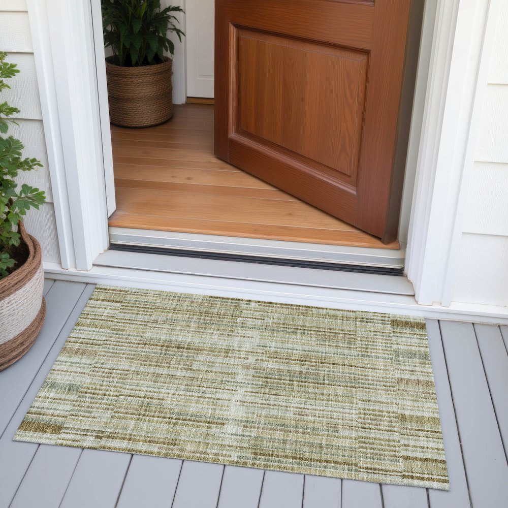 Machine Washable Indoor/Outdoor Chantille ACN2102 Khaki 1'8" x 2'6" Rug. Picture 6