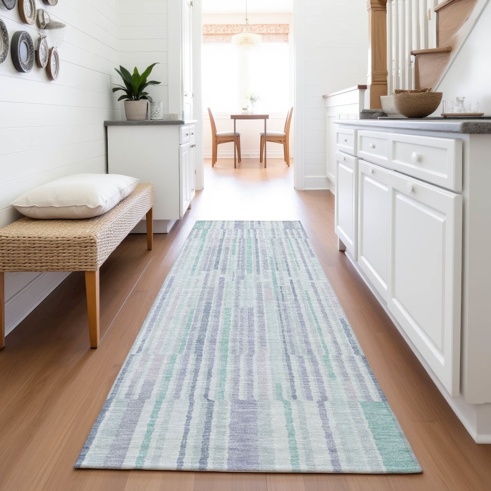 Machine Washable Indoor/Outdoor Chantille ACN2102 Mint 2'3" x 7'6" Runner Rug. Picture 5