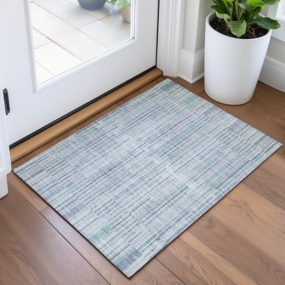 Machine Washable Indoor/Outdoor Chantille ACN2102 Mint 1'8" x 2'6" Rug. Picture 5