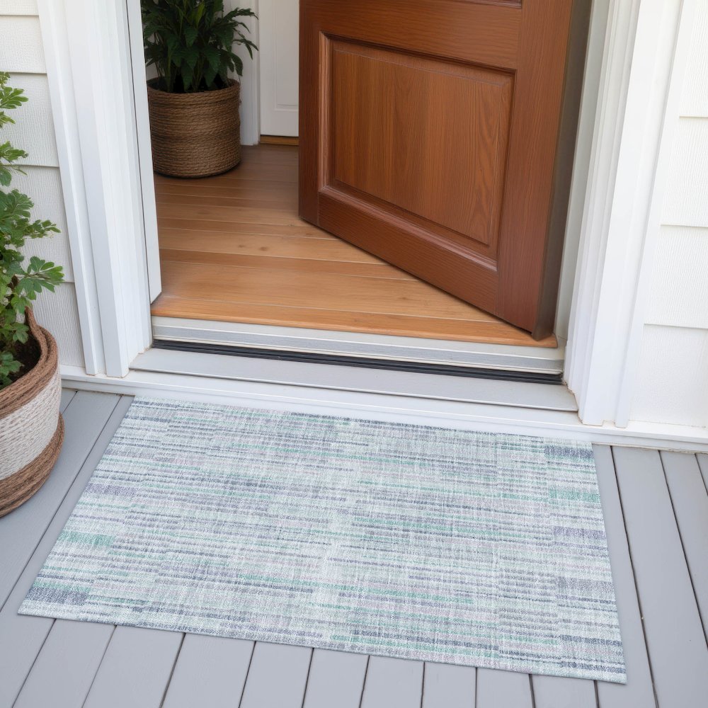 Machine Washable Indoor/Outdoor Chantille ACN2102 Mint 1'8" x 2'6" Rug. Picture 6