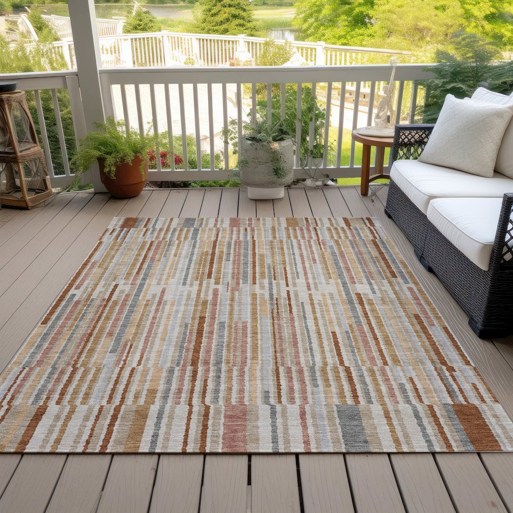 Machine Washable Indoor/Outdoor Chantille ACN2102 Paprika 2'6" x 3'10" Rug. Picture 8