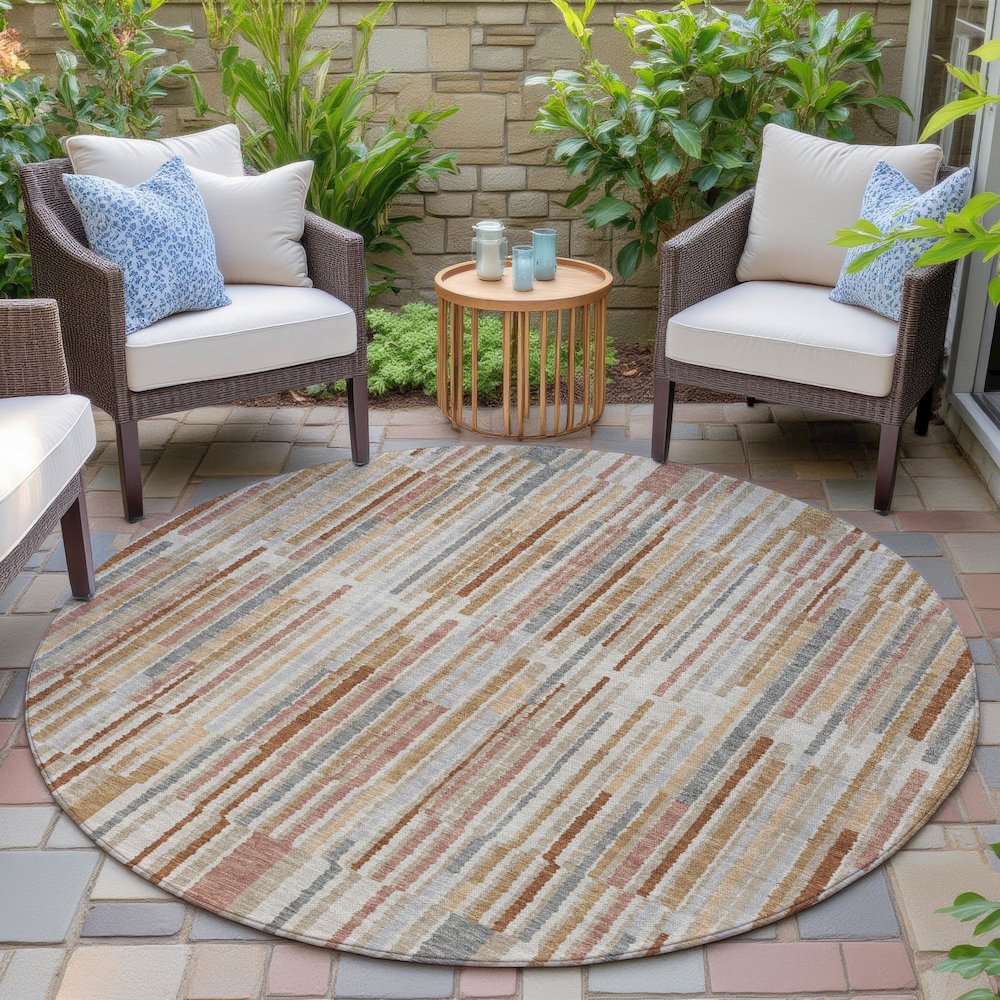 Machine Washable Indoor/Outdoor Chantille ACN2102 Paprika 8' x 8' Round Rug. Picture 6