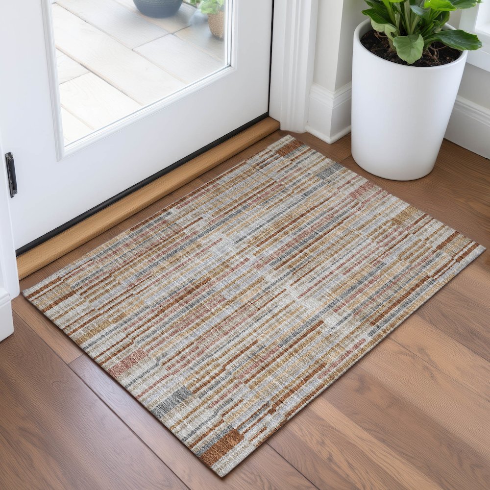 Machine Washable Indoor/Outdoor Chantille ACN2102 Paprika 1'8" x 2'6" Rug. Picture 5