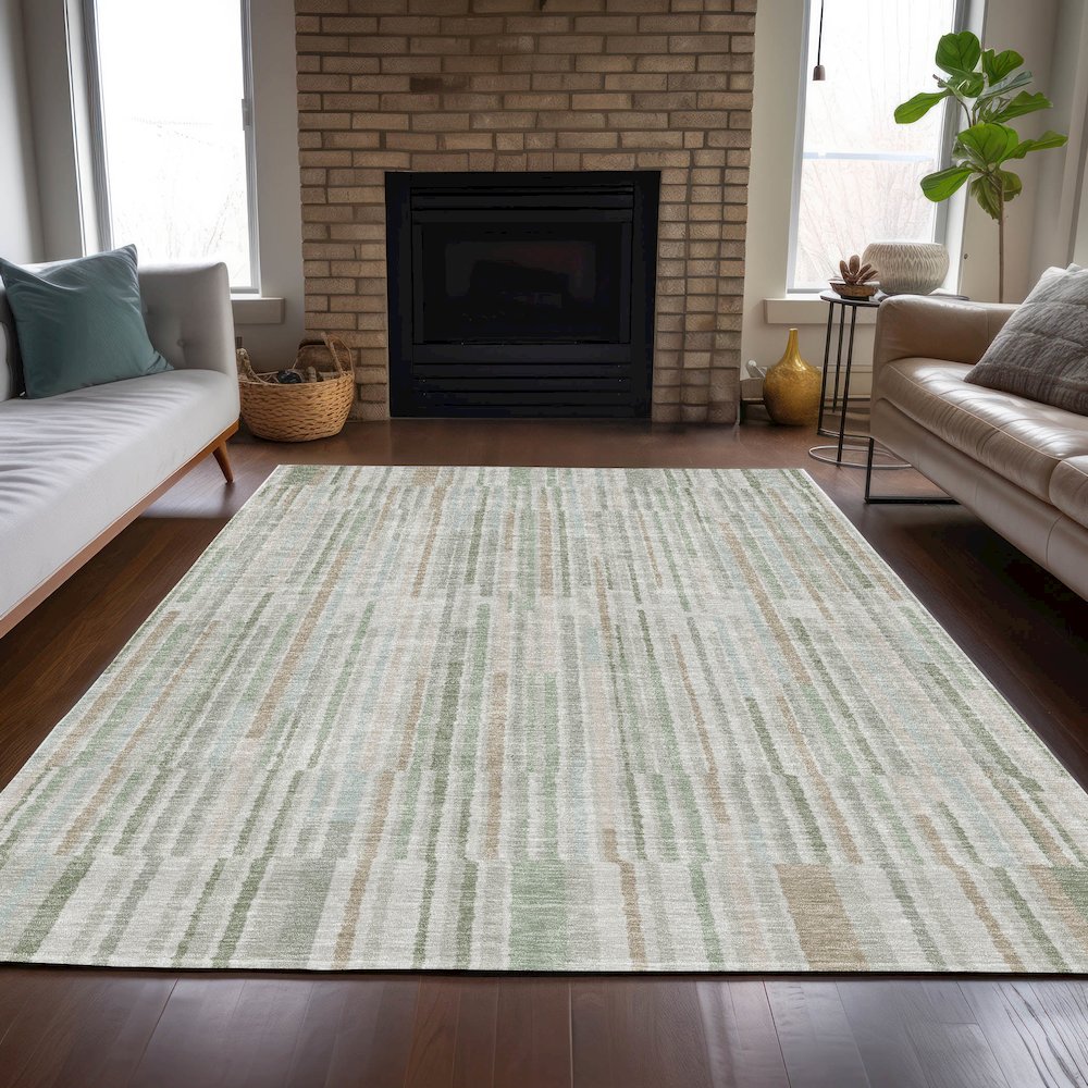 Machine Washable Indoor/Outdoor Chantille ACN2102 Sage 2'6" x 3'10" Rug. Picture 6