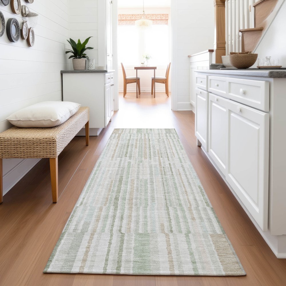 Machine Washable Indoor/Outdoor Chantille ACN2102 Sage 2'3" x 7'6" Runner Rug. Picture 5