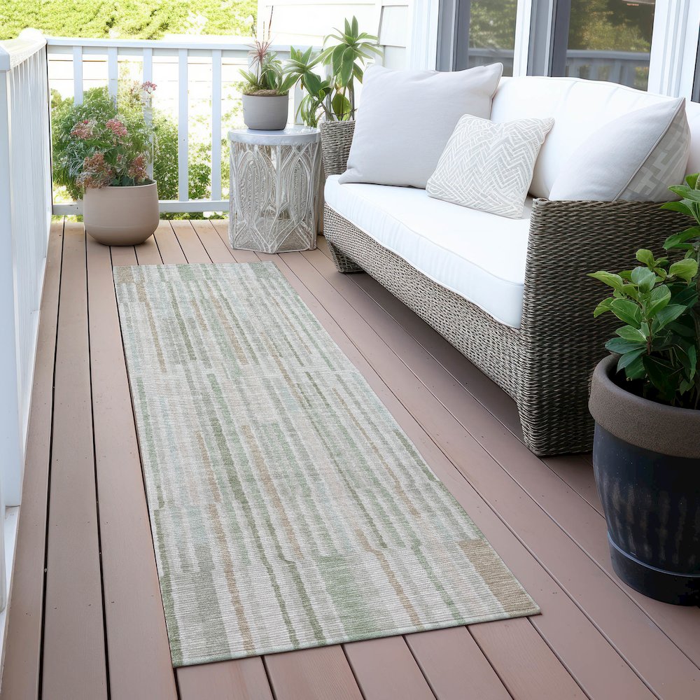 Machine Washable Indoor/Outdoor Chantille ACN2102 Sage 2'3" x 7'6" Runner Rug. Picture 6