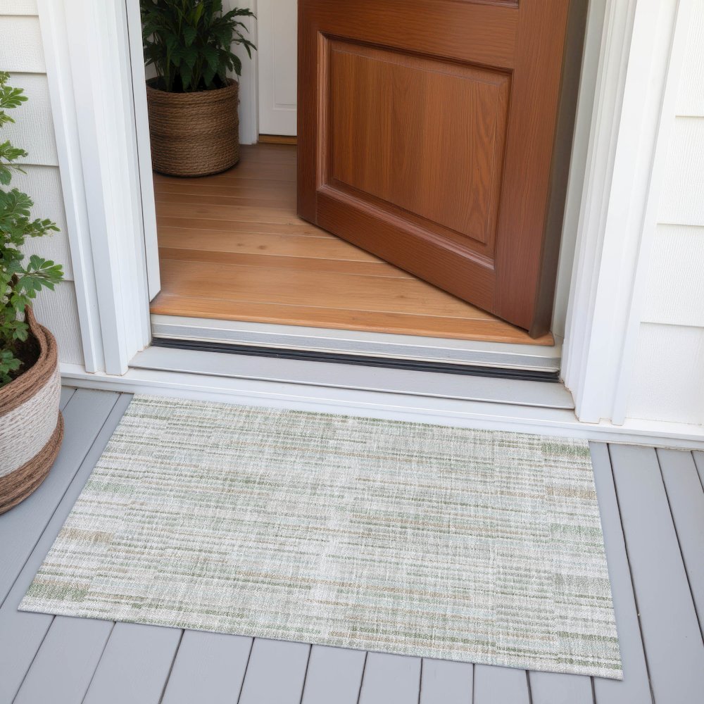 Machine Washable Indoor/Outdoor Chantille ACN2102 Sage 1'8" x 2'6" Rug. Picture 6