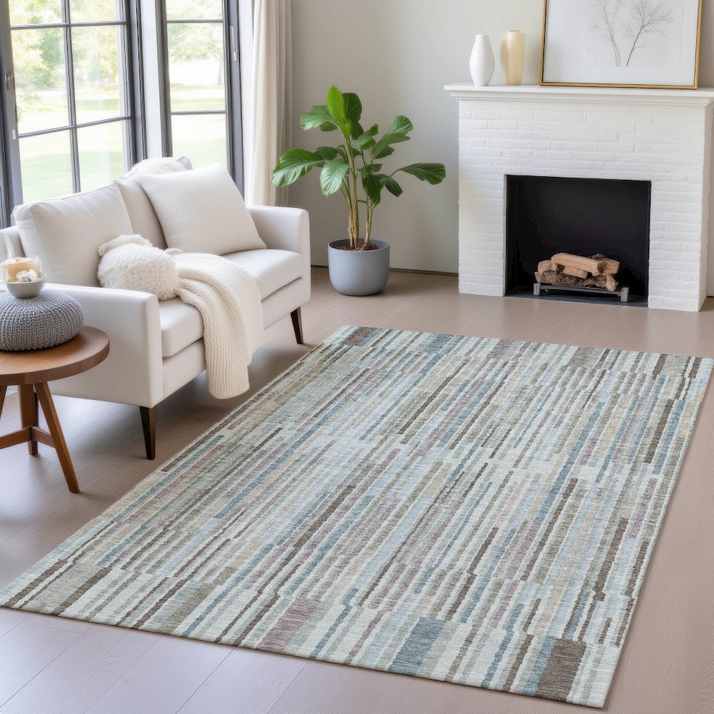 Machine Washable Indoor/Outdoor Chantille ACN2102 Teal 2'6" x 3'10" Rug. Picture 5