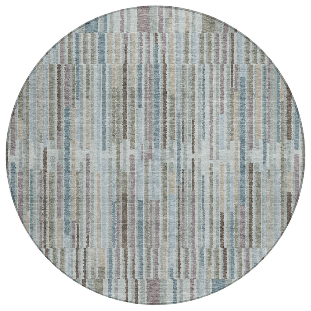 Machine Washable Indoor/Outdoor Chantille ACN2102 Teal 8' x 8' Round Rug. Picture 1