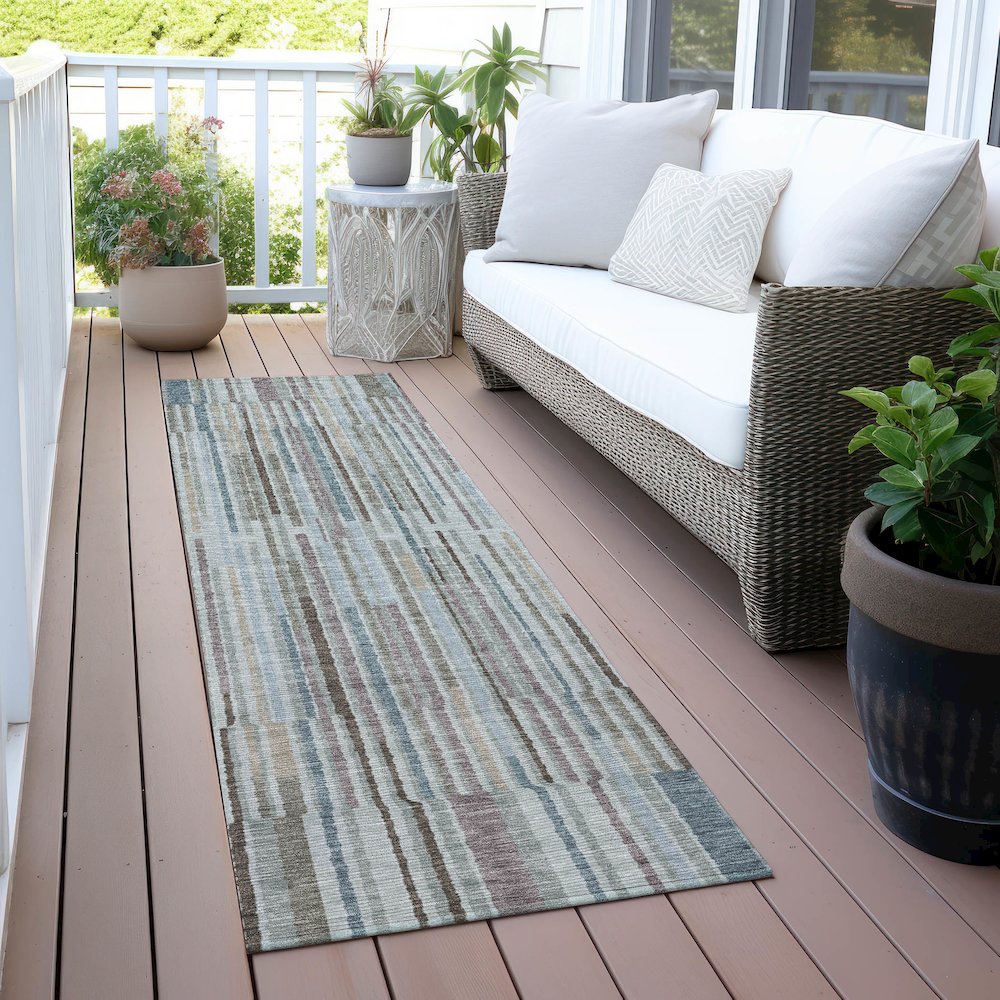 Machine Washable Indoor/Outdoor Chantille ACN2102 Teal 2'3" x 7'6" Runner Rug. Picture 6