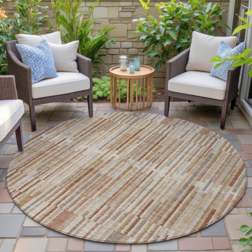 Machine Washable Indoor/Outdoor Chantille ACN2102 Terracotta 8' x 8' Round Rug. Picture 6