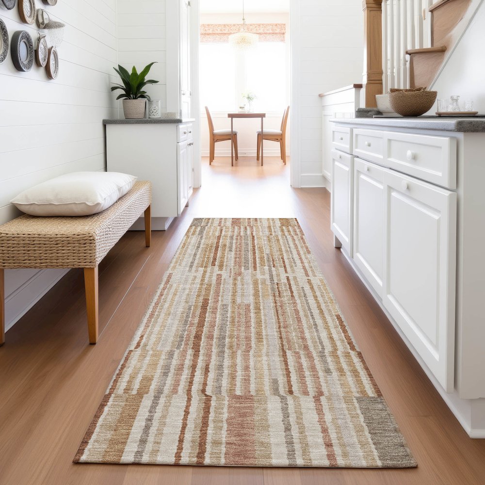 Machine Washable Indoor/Outdoor Chantille ACN2102 Terracotta 2'3"x7'6"Runner Rug. Picture 5