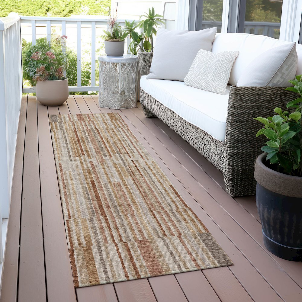Machine Washable Indoor/Outdoor Chantille ACN2102 Terracotta 2'3"x7'6"Runner Rug. Picture 6