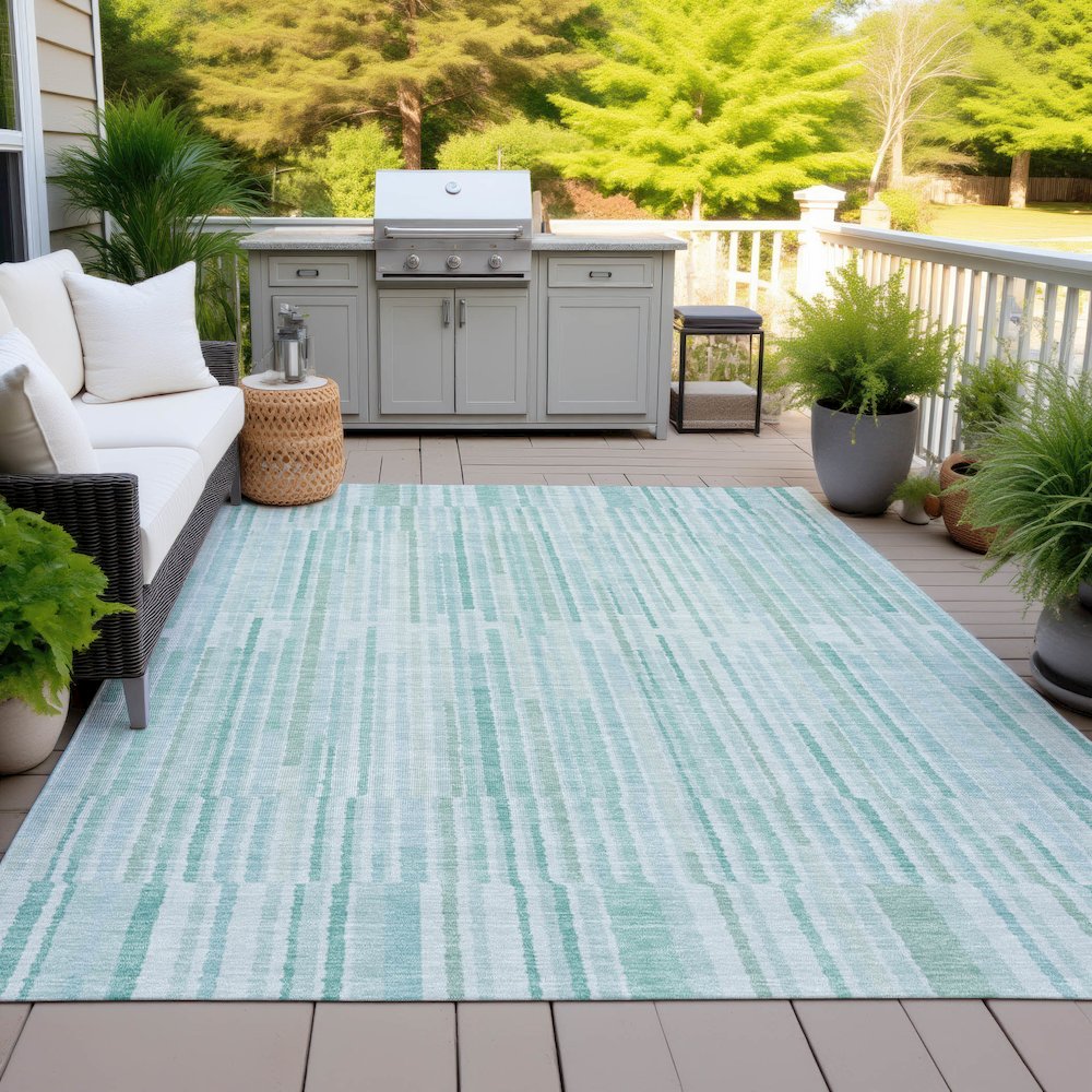 Machine Washable Indoor/Outdoor Chantille ACN2102 Turquoise 2'6" x 3'10" Rug. Picture 7