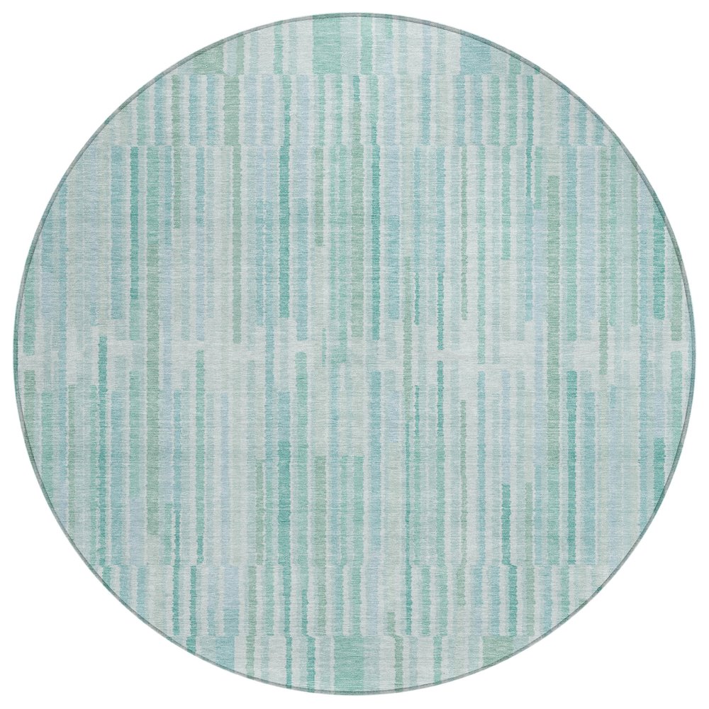 Machine Washable Indoor/Outdoor Chantille ACN2102 Turquoise 8' x 8' Round Rug. Picture 1
