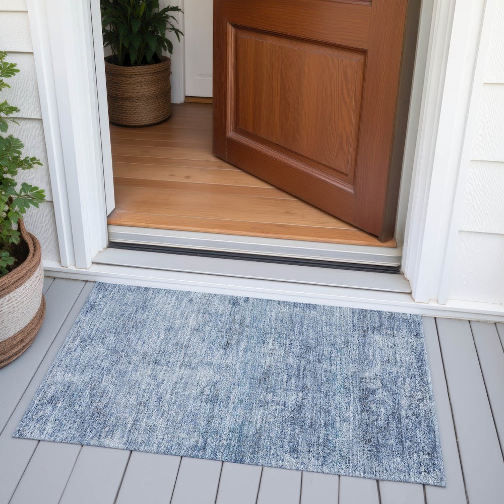 Machine Washable Indoor/Outdoor Chantille ACN2103 Blue 1'8" x 2'6" Rug. Picture 6