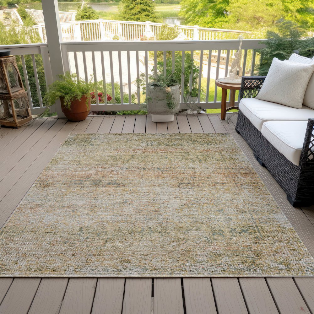 Machine Washable Indoor/Outdoor Chantille ACN2103 Gold 2'6" x 3'10" Rug. Picture 8