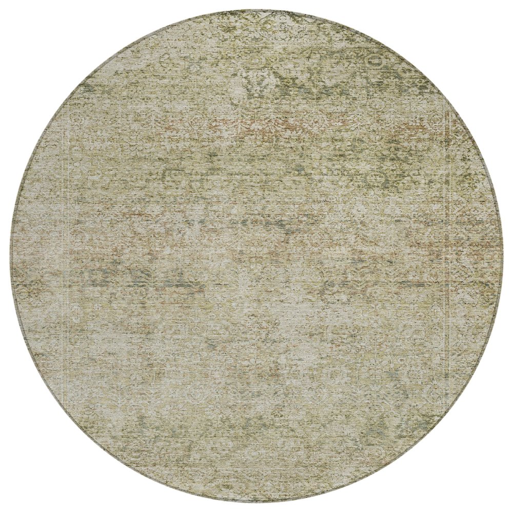 Machine Washable Indoor/Outdoor Chantille ACN2103 Sage 8' x 8' Round Rug. Picture 1