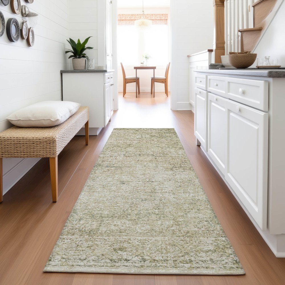 Machine Washable Indoor/Outdoor Chantille ACN2103 Sage 2'3" x 7'6" Runner Rug. Picture 5