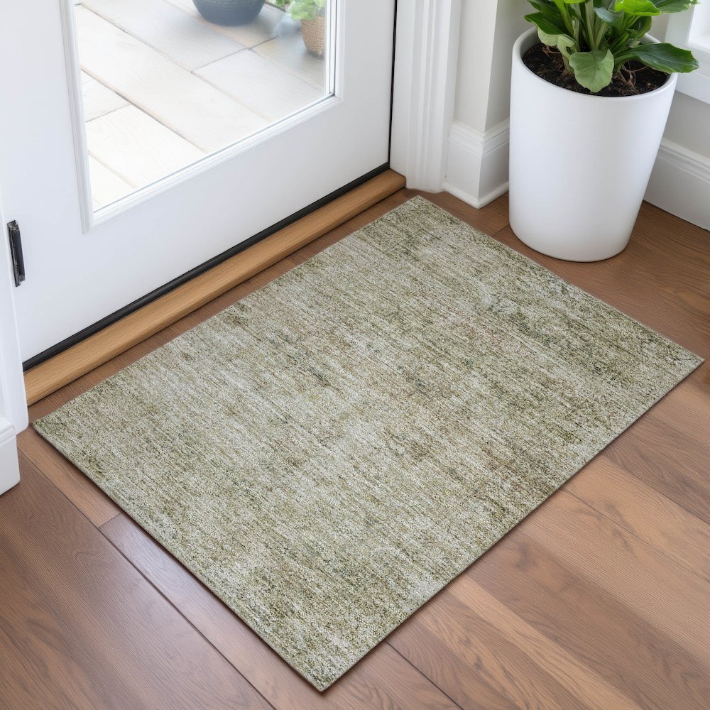 Machine Washable Indoor/Outdoor Chantille ACN2103 Sage 1'8" x 2'6" Rug. Picture 5