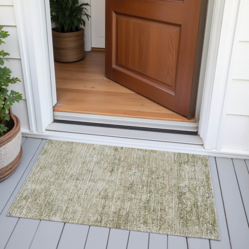 Machine Washable Indoor/Outdoor Chantille ACN2103 Sage 1'8" x 2'6" Rug. Picture 6
