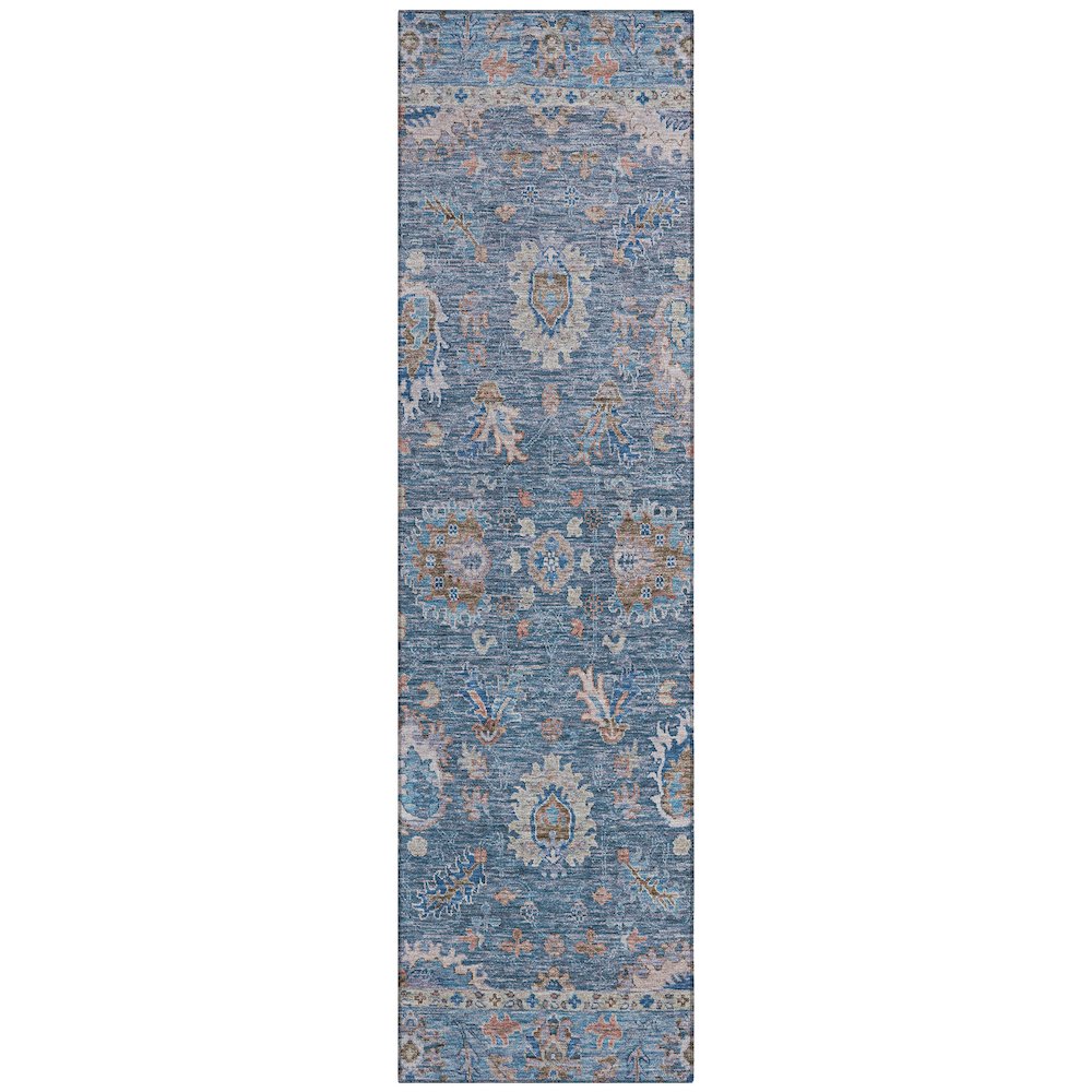 Machine Washable Indoor/Outdoor Chantille ACN2104 Blue 2'3" x 7'6" Runner Rug. Picture 1
