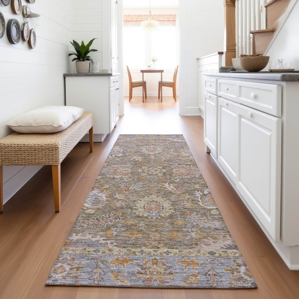 Machine Washable Indoor/Outdoor Chantille ACN2104 Brown 2'3" x 7'6" Runner Rug. Picture 5