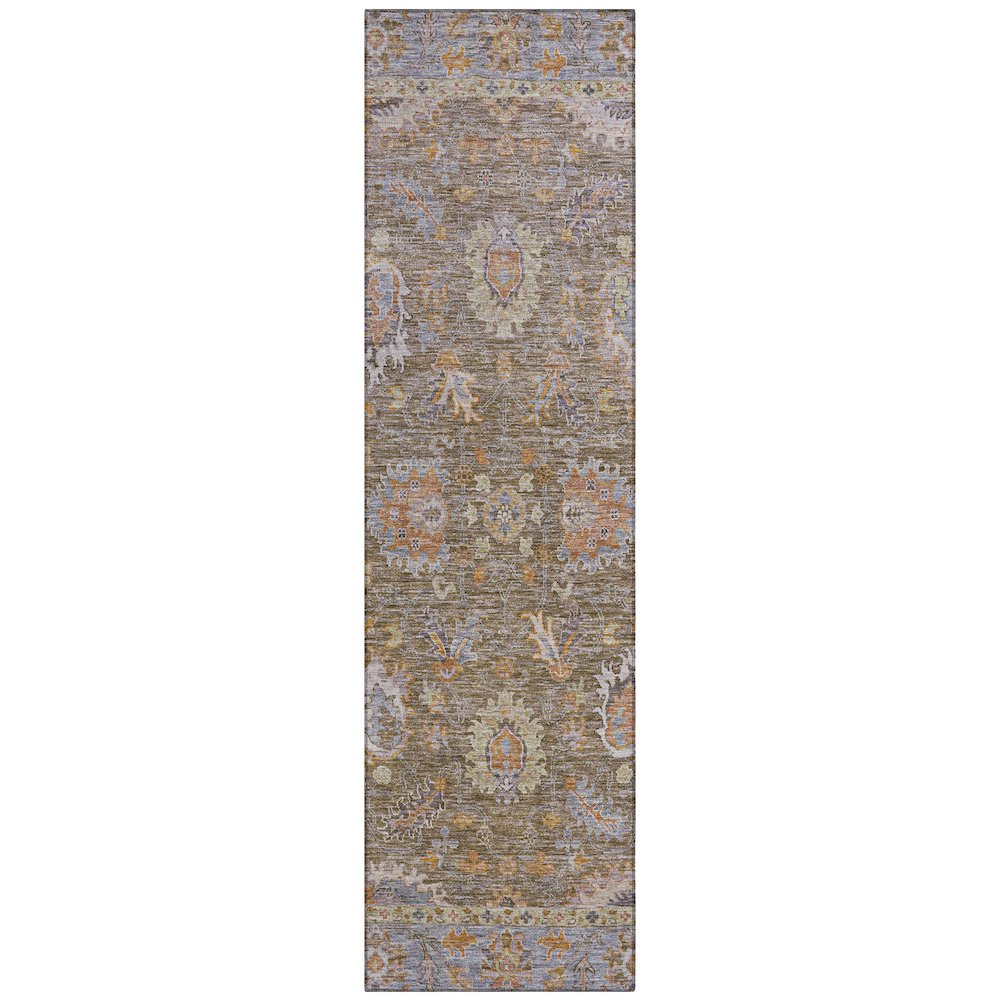Machine Washable Indoor/Outdoor Chantille ACN2104 Brown 2'3" x 7'6" Runner Rug. Picture 1