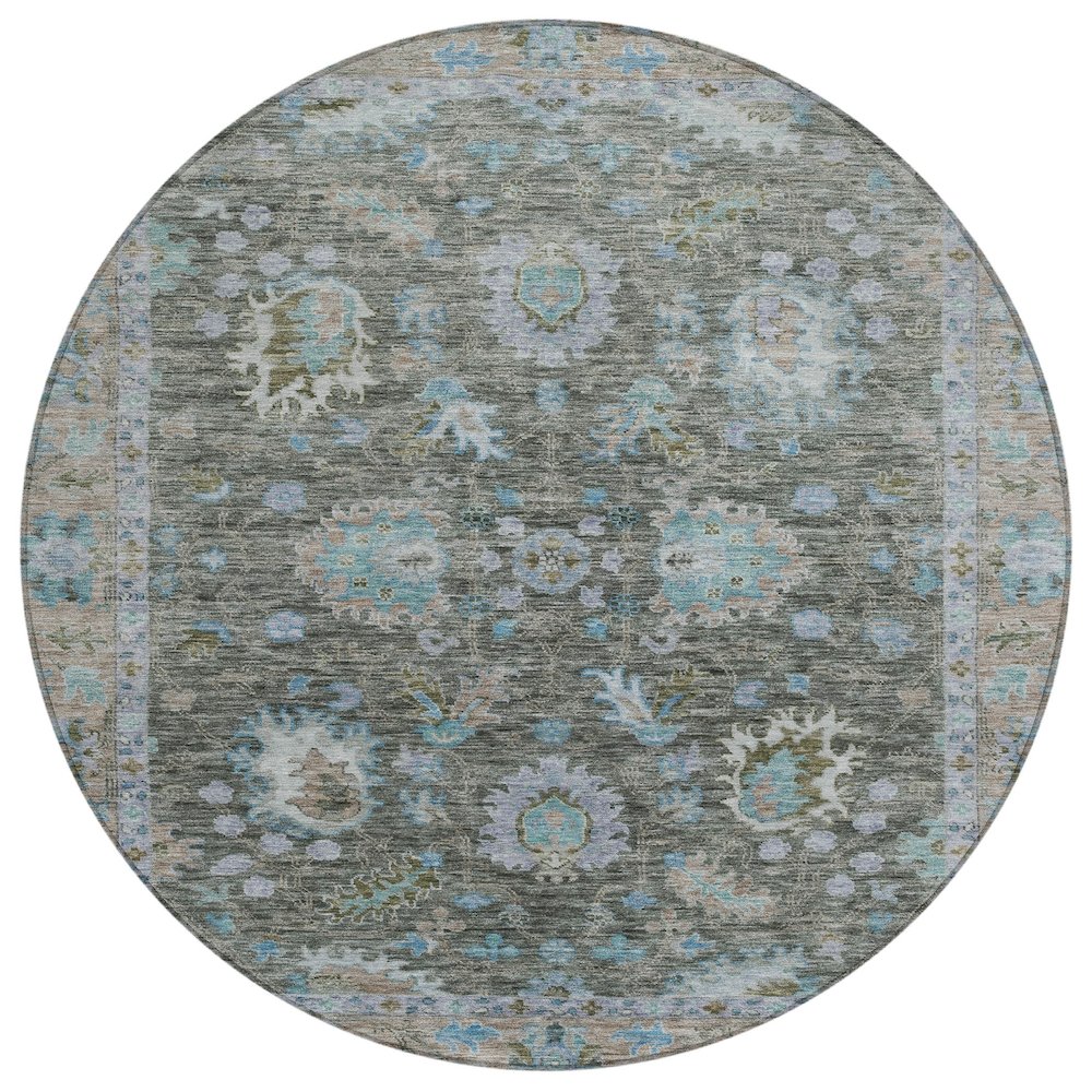 Machine Washable Indoor/Outdoor Chantille ACN2104 Fern 8' x 8' Round Rug. Picture 1