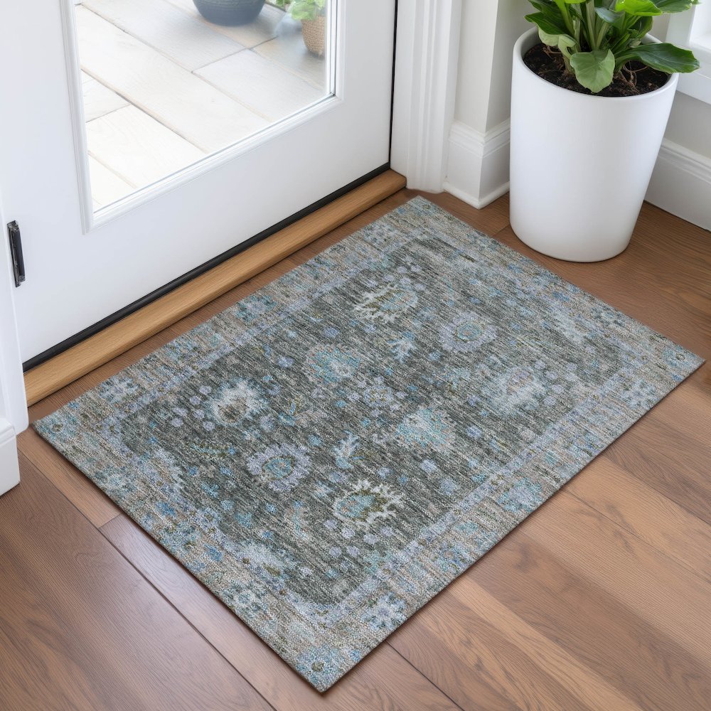 Machine Washable Indoor/Outdoor Chantille ACN2104 Fern 1'8" x 2'6" Rug. Picture 5