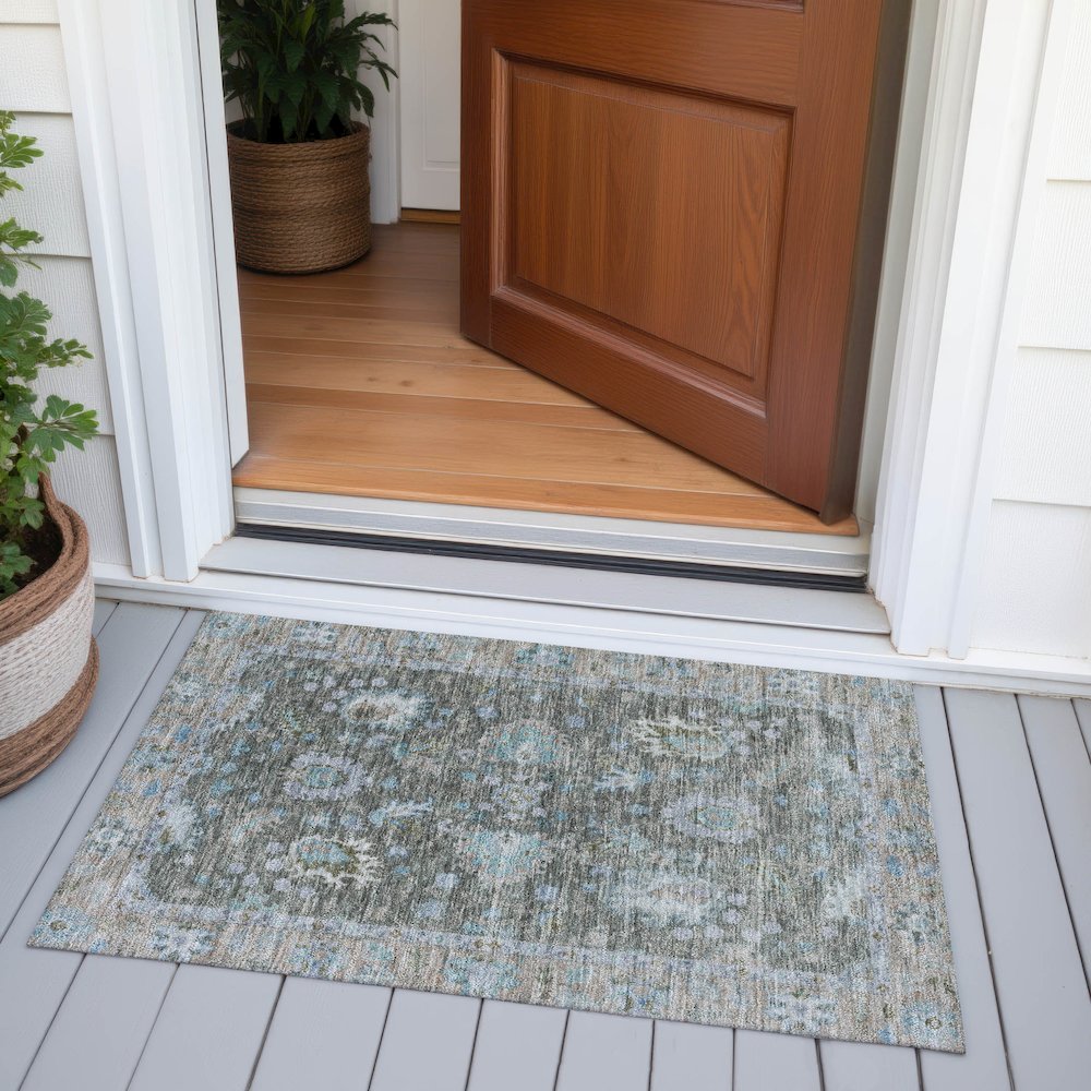 Machine Washable Indoor/Outdoor Chantille ACN2104 Fern 1'8" x 2'6" Rug. Picture 6