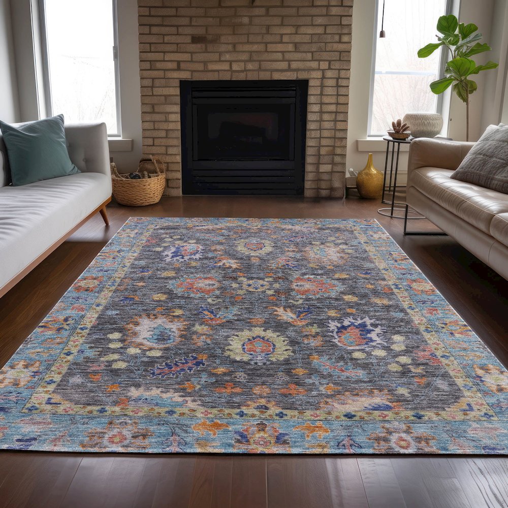 Machine Washable Indoor/Outdoor Chantille ACN2104 Gray 2'6" x 3'10" Rug. Picture 6