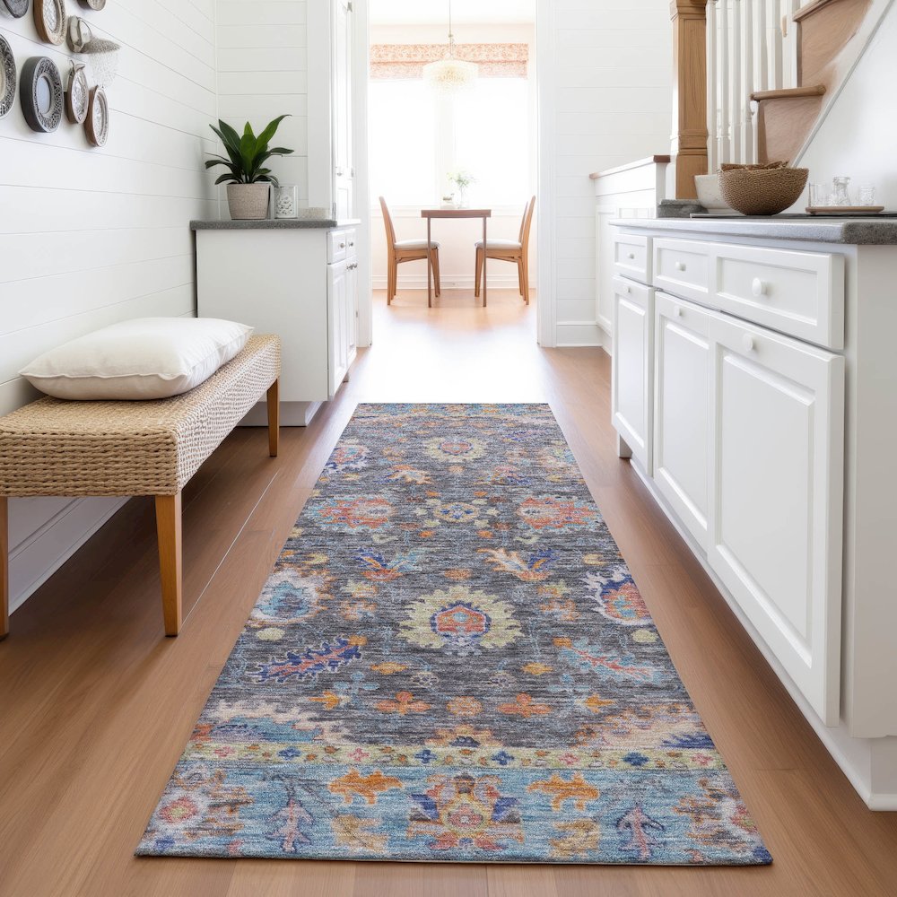 Machine Washable Indoor/Outdoor Chantille ACN2104 Gray 2'3" x 7'6" Runner Rug. Picture 5