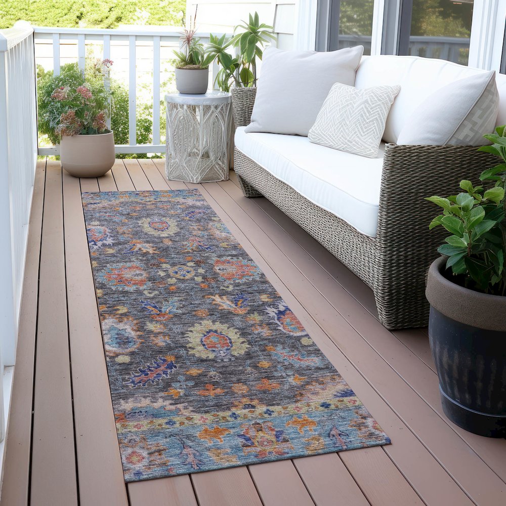 Machine Washable Indoor/Outdoor Chantille ACN2104 Gray 2'3" x 7'6" Runner Rug. Picture 6