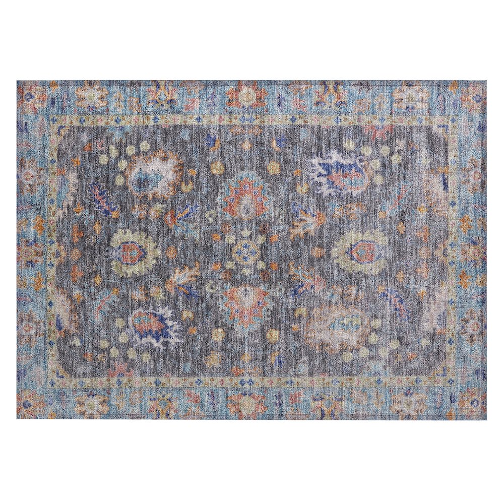 Machine Washable Indoor/Outdoor Chantille ACN2104 Gray 1'8" x 2'6" Rug. Picture 1