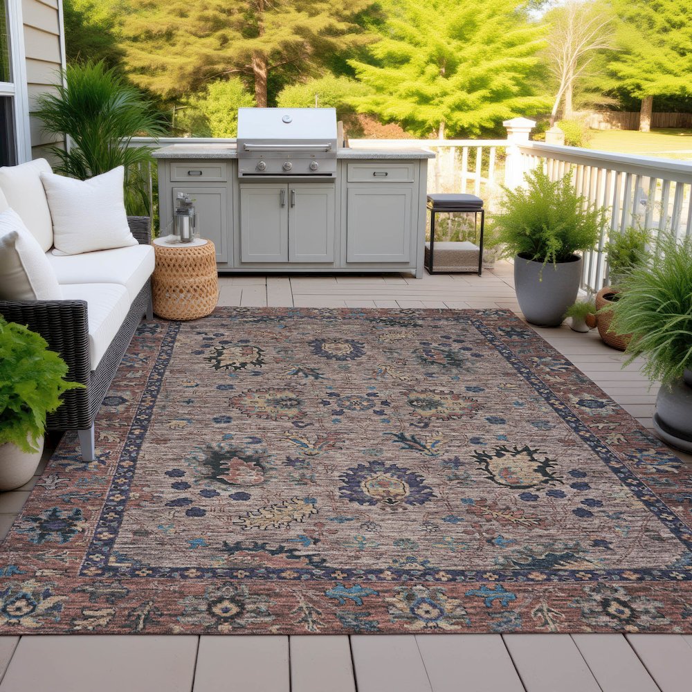 Machine Washable Indoor/Outdoor Chantille ACN2104 Mocha 2'6" x 3'10" Rug. Picture 7