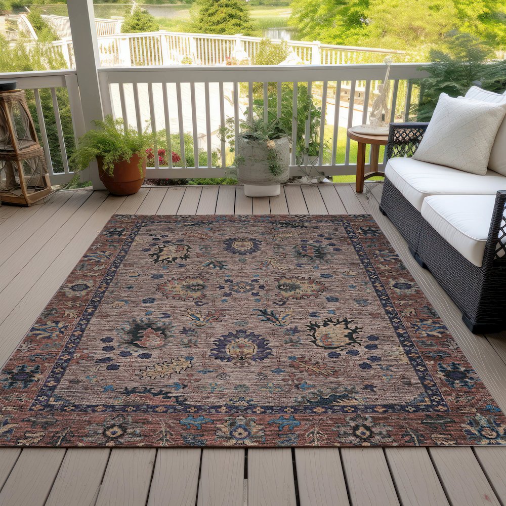 Machine Washable Indoor/Outdoor Chantille ACN2104 Mocha 2'6" x 3'10" Rug. Picture 8