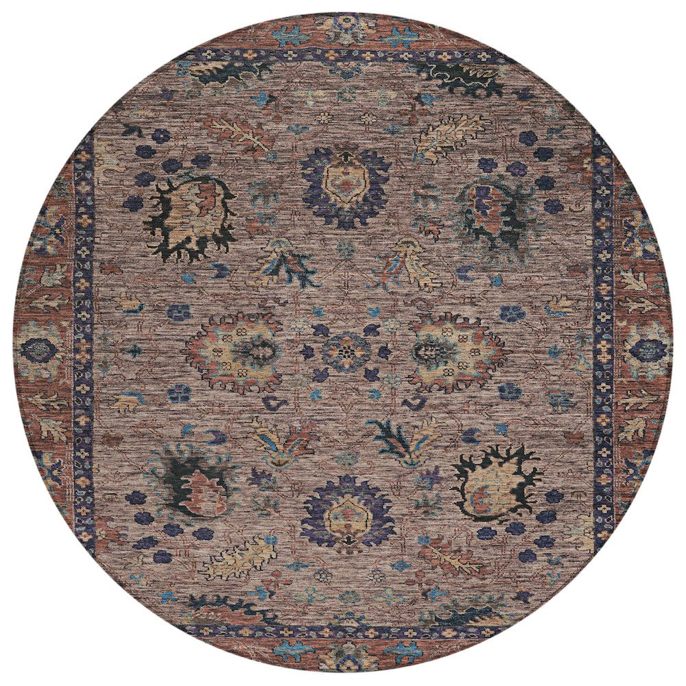 Machine Washable Indoor/Outdoor Chantille ACN2104 Mocha 8' x 8' Round Rug. Picture 1