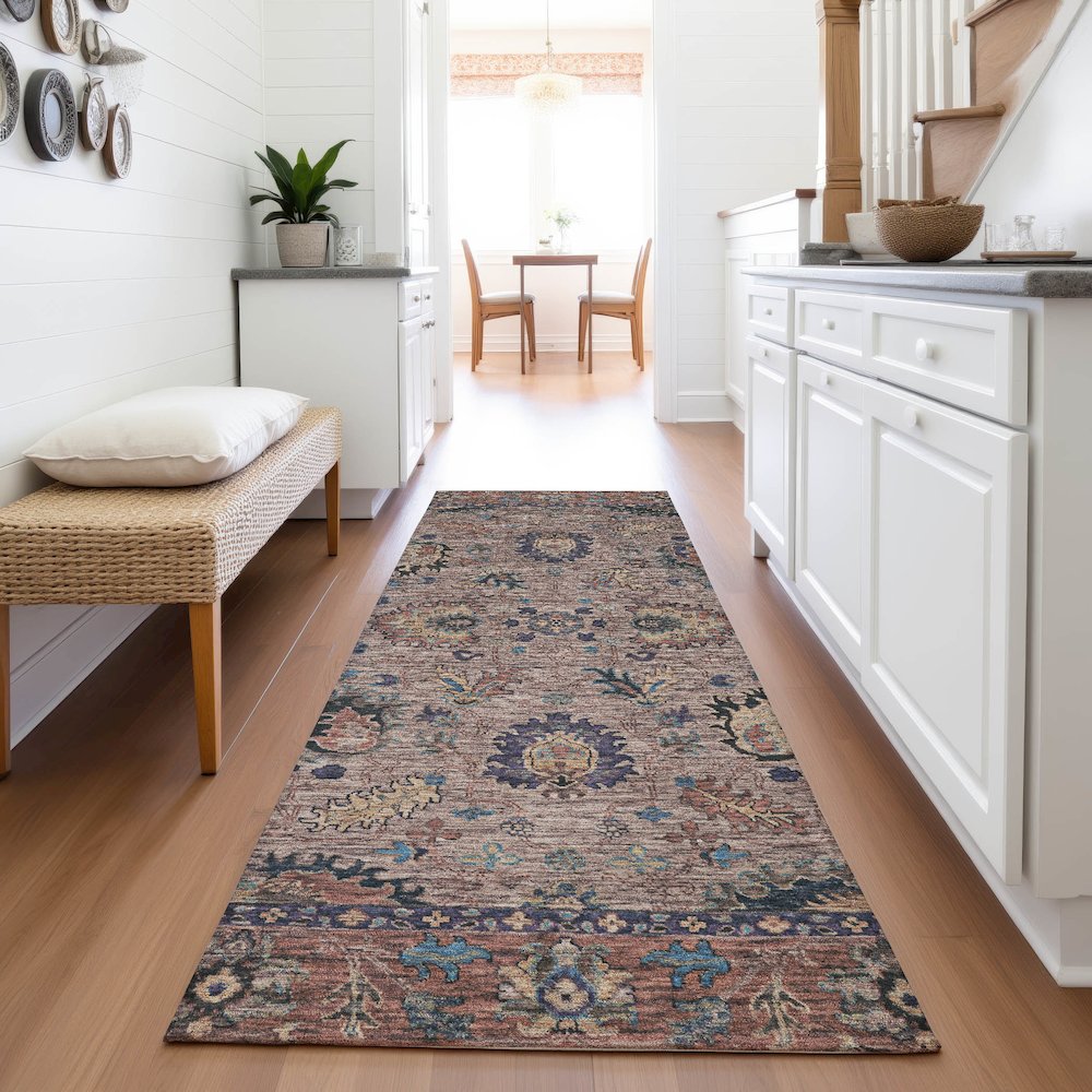Machine Washable Indoor/Outdoor Chantille ACN2104 Mocha 2'3" x 7'6" Runner Rug. Picture 5
