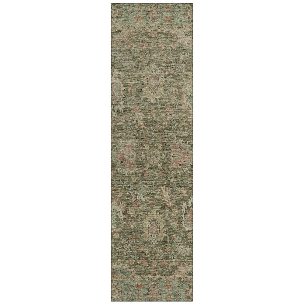 Machine Washable Indoor/Outdoor Chantille ACN2104 Olive 2'3" x 7'6" Runner Rug. Picture 1