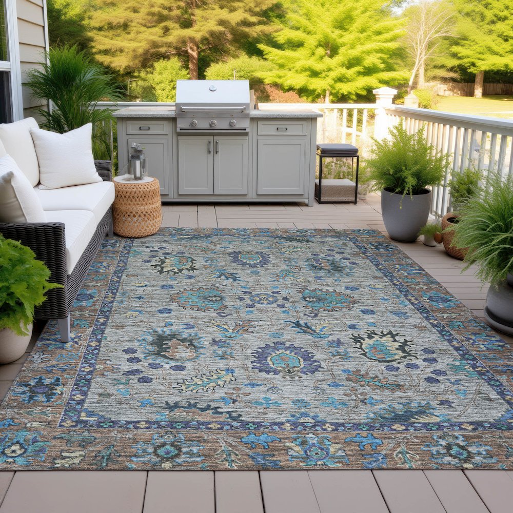 Machine Washable Indoor/Outdoor Chantille ACN2104 Pewter 2'6" x 3'10" Rug. Picture 7
