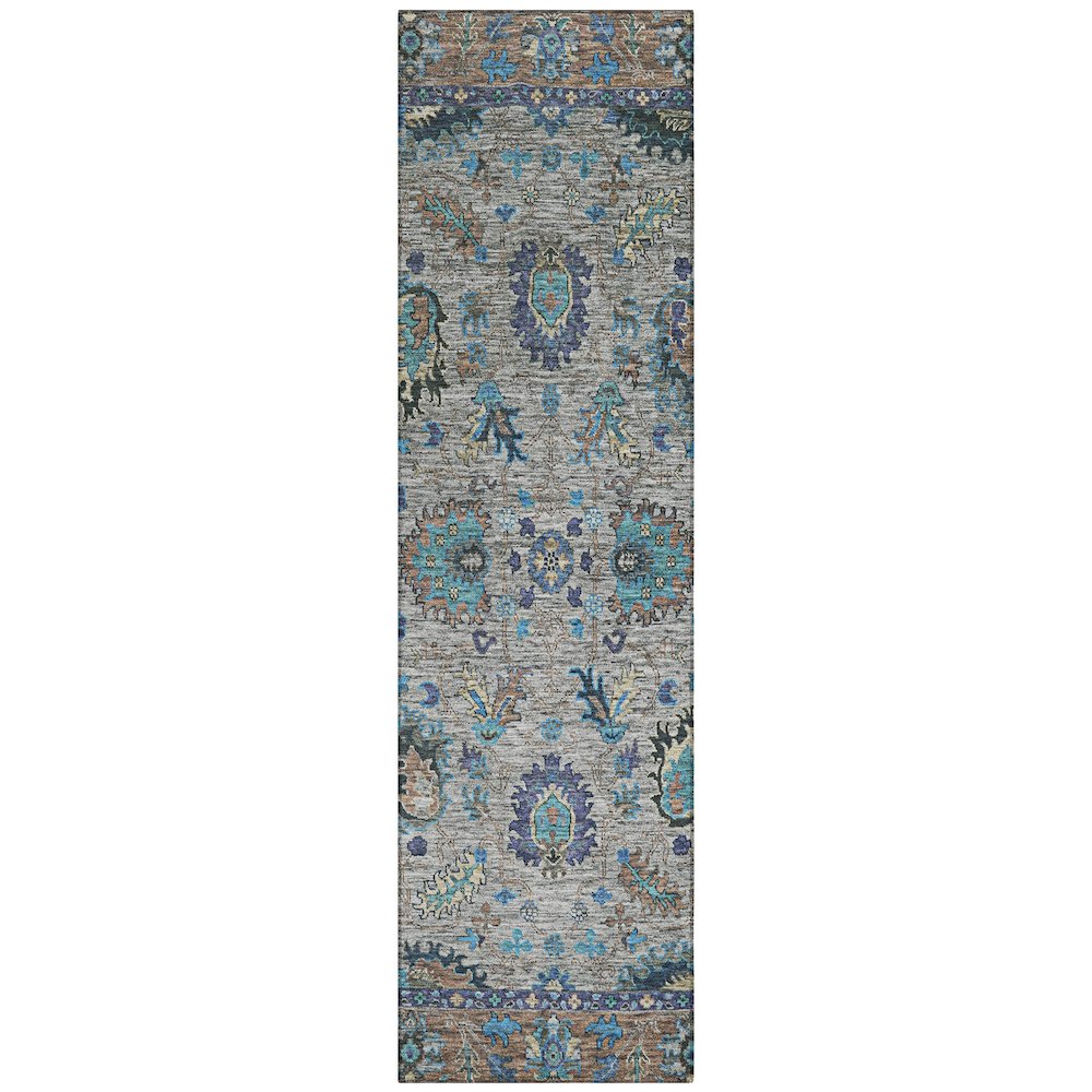 Machine Washable Indoor/Outdoor Chantille ACN2104 Pewter 2'3" x 7'6" Runner Rug. Picture 1