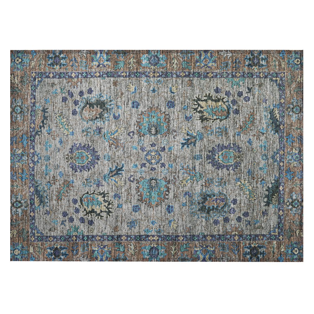 Machine Washable Indoor/Outdoor Chantille ACN2104 Pewter 1'8" x 2'6" Rug. Picture 1