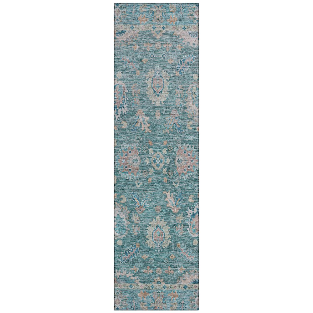 Machine Washable Indoor/Outdoor Chantille ACN2104 Teal 2'3" x 7'6" Runner Rug. Picture 1