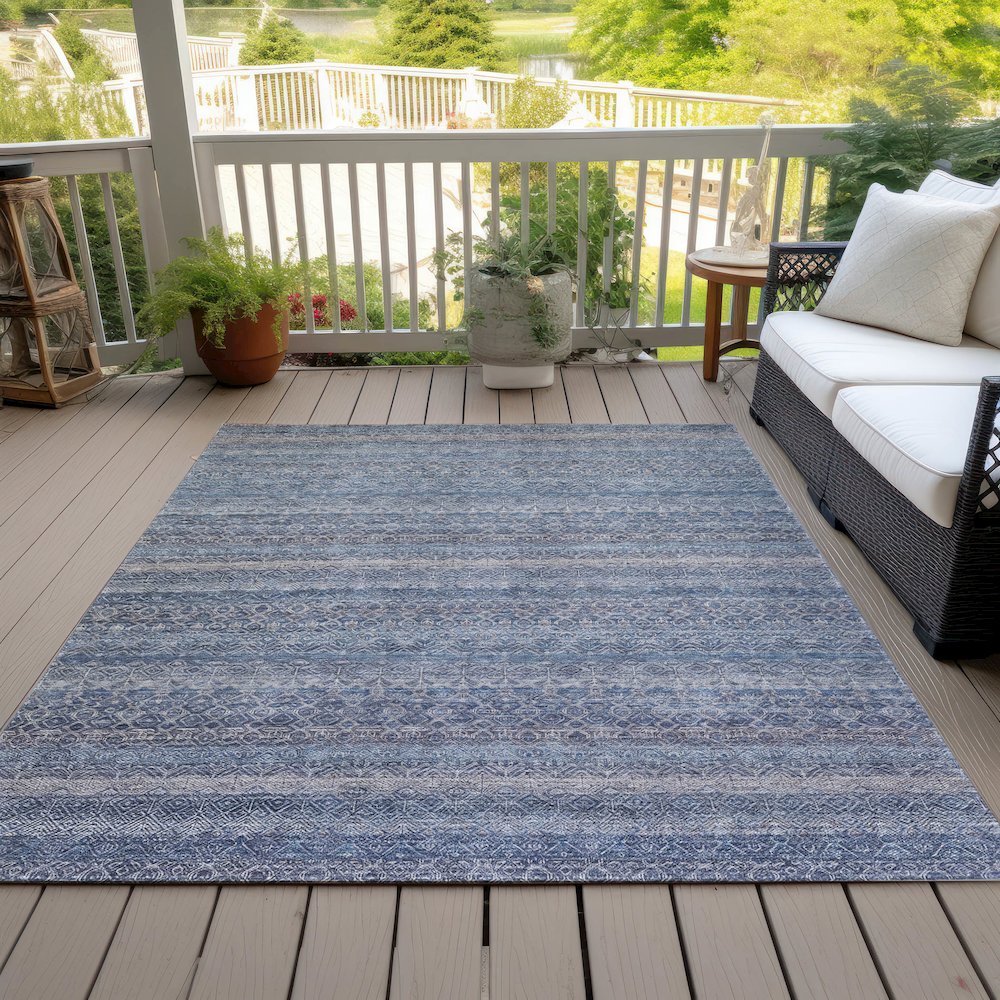 Machine Washable Indoor/Outdoor Chantille ACN2105 Blue 2'6" x 3'10" Rug. Picture 8