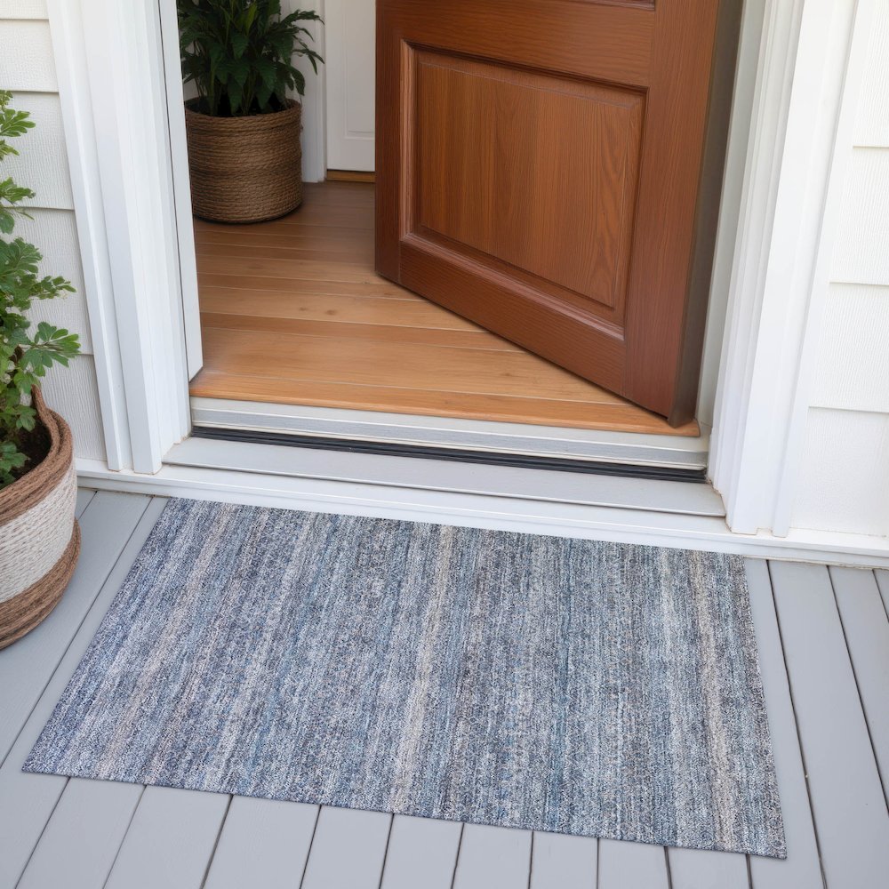 Machine Washable Indoor/Outdoor Chantille ACN2105 Blue 1'8" x 2'6" Rug. Picture 6