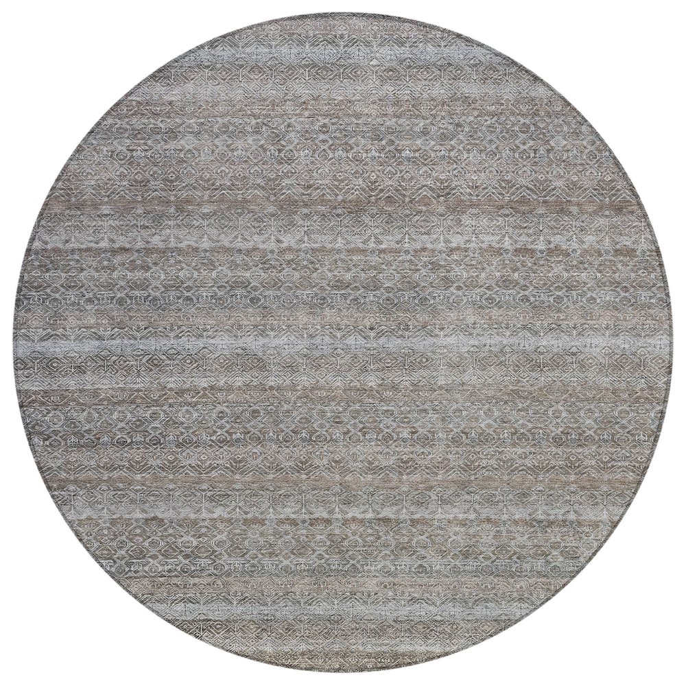 Machine Washable Indoor/Outdoor Chantille ACN2105 Brown 8' x 8' Round Rug. Picture 1